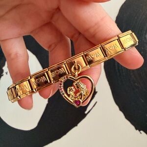Mother’s Day Italian Charm Bracelet – Gold Tone MOM Link Bracelet